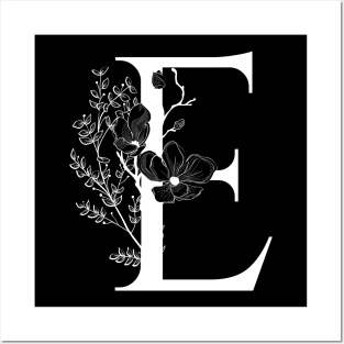 Letter E Monogram - Floral Initial Posters and Art